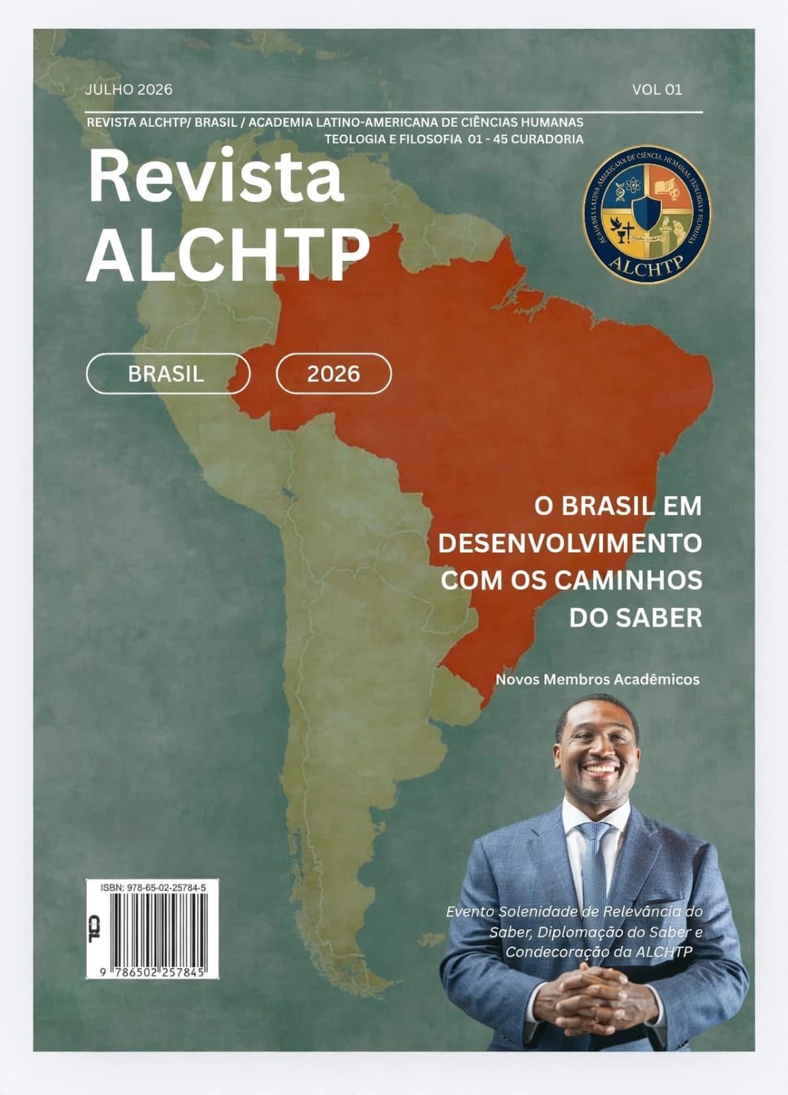 Capa da Revista ALCHTP Brasil, julho de 2026, volume 01, O Brasil em desenvolvimento com os caminhos do saber